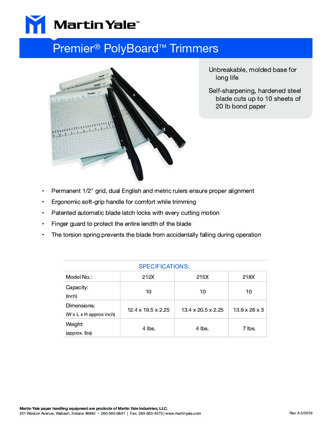 Martin Yale - PolyBoard™ Paper Trimmers P218X