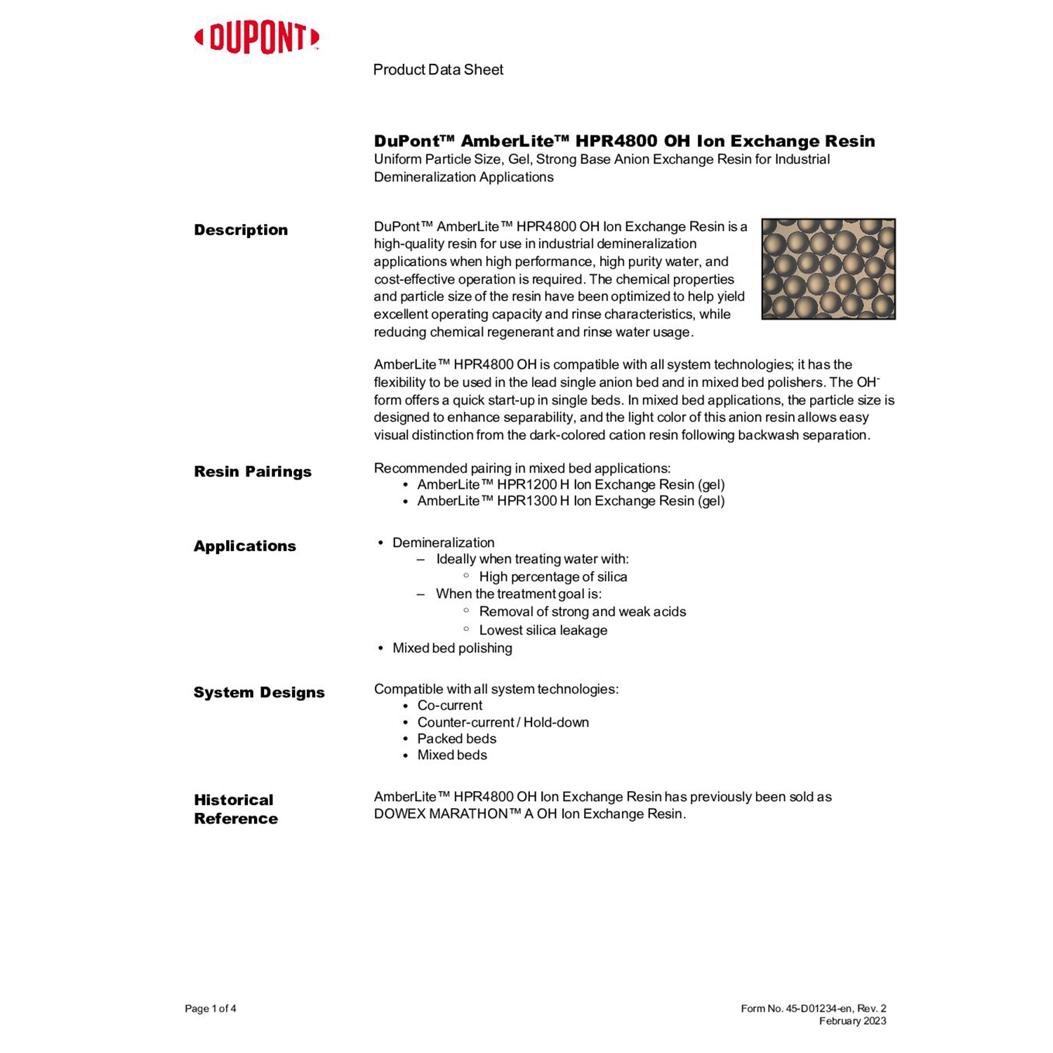 AMBERLITE HPR4800 OH - 5 ft 3 DRUM